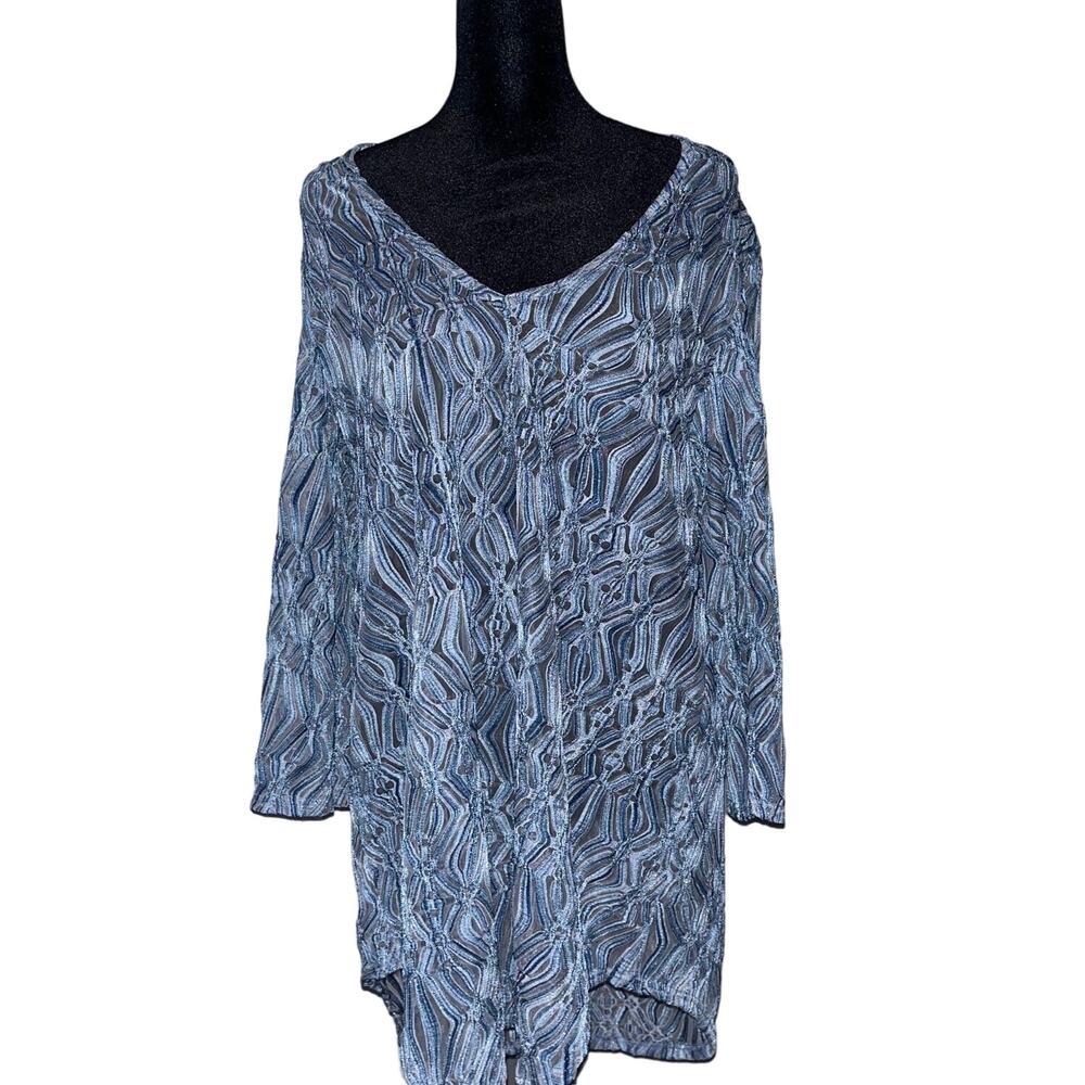 Elif Blue Sheer V-Neck Dress - M (NWT)